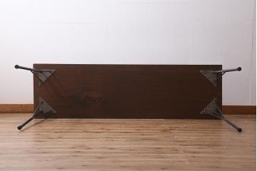 アンティーク家具　古材一枚板リメイク　ラワン材　空間をお洒落に演出する鉄脚テーブル(コンソールテーブル、作業台)(R-039964)