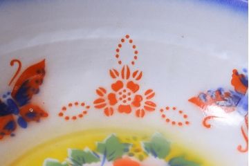 レトロ雑貨　月星印　かわいらしい中国ホーローのようなカラフルな洗面器(琺瑯)(R-039971)