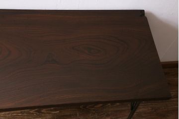 アンティーク家具　明治大正期　ケヤキ一枚板　古材をリメイクした鉄脚テーブル(コンソールテーブル、作業台)(R-039974)