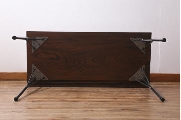 アンティーク家具　明治大正期　ケヤキ一枚板　古材をリメイクした鉄脚テーブル(コンソールテーブル、作業台)(R-039974)