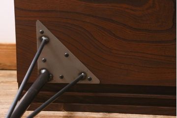 アンティーク家具　明治大正期　ケヤキ一枚板　古材をリメイクした鉄脚テーブル(コンソールテーブル、作業台)(R-039974)