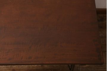 アンティーク家具　リメイク　栃の木一枚板　古材を活かした鉄脚テーブル(ダイニングテーブル、カフェテーブル、作業台)(R-039975)