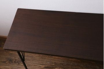 アンティーク家具　古材一枚板リメイク　ラワン材を活かしたシンプルな鉄脚テーブル(コンソールテーブル、作業台)(R-039977)