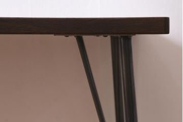 アンティーク家具　古材一枚板リメイク　ラワン材を活かしたシンプルな鉄脚テーブル(コンソールテーブル、作業台)(R-039977)