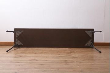 アンティーク家具　古材一枚板リメイク　ラワン材を活かしたシンプルな鉄脚テーブル(コンソールテーブル、作業台)(R-039977)