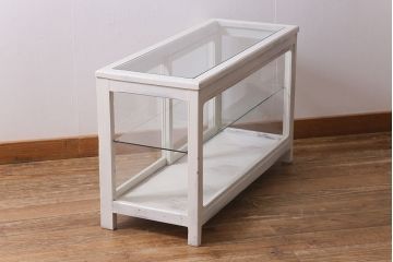 アンティーク家具　昭和初期　シャビーなペイントが素敵なガラスケース(ショーケース、飾り棚、陳列棚)(R-039980)