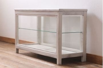 アンティーク家具　昭和初期　シャビーなペイントが素敵なガラスケース(ショーケース、飾り棚、陳列棚)(R-039980)