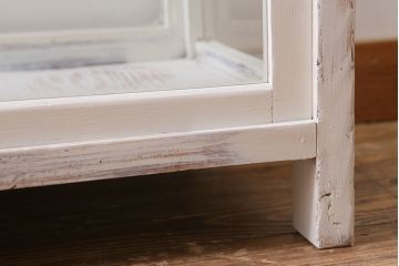 アンティーク家具　昭和初期　シャビーなペイントが素敵なガラスケース(ショーケース、飾り棚、陳列棚)(R-039980)