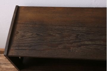 ヴィンテージ家具　国産工芸家具　桑材・前板桐材　竹図　落ち着いた和の雰囲気漂う飾り棚(茶棚、収納棚、戸棚、ビンテージ、桐箪笥、桐たんす)(R-039982)