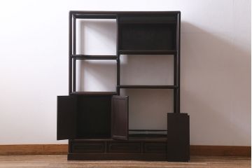 アンティーク家具　昭和初期　紫檀(したん)材　上品でモダンな佇まいの飾り棚(茶棚、収納棚)(R-039983)