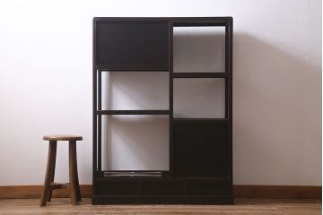 アンティーク家具　昭和初期　紫檀(したん)材　上品でモダンな佇まいの飾り棚(茶棚、収納棚)(R-039983)