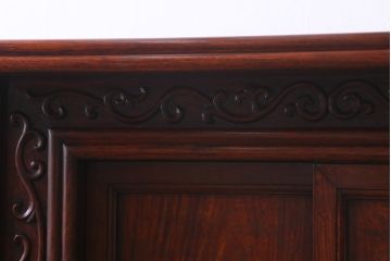 ヴィンテージ家具　カリン材　象嵌入りが珍しい!優美な佇まいの飾り棚(茶棚、収納棚、ビンテージ、花梨材)(R-039984)