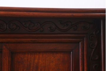 ヴィンテージ家具　カリン材　象嵌入りが珍しい!優美な佇まいの飾り棚(茶棚、収納棚、ビンテージ、花梨材)(R-039984)