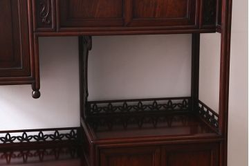 ヴィンテージ家具　カリン材　象嵌入りが珍しい!優美な佇まいの飾り棚(茶棚、収納棚、ビンテージ、花梨材)(R-039984)