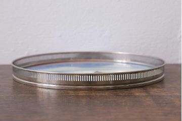 昭和レトロ　箱付き　スキー　ガラストレー1枚・ガラスコースター6枚セット(コップ敷き)(R-039986)