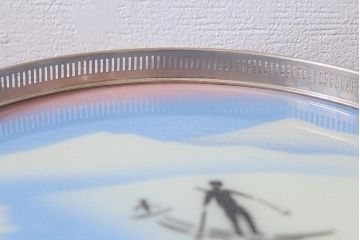 昭和レトロ　箱付き　スキー　ガラストレー1枚・ガラスコースター6枚セット(コップ敷き)(R-039986)