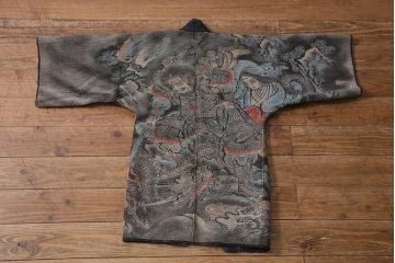 骨董　江戸明治期　火消刺し子半纏(火消刺子袢纏)(R-039989)