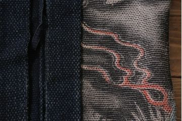 骨董　江戸明治期　火消刺し子半纏(火消刺子袢纏)(R-039989)