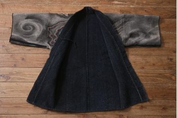 骨董　江戸明治期　火消刺し子半纏(火消刺子袢纏)(R-039989)