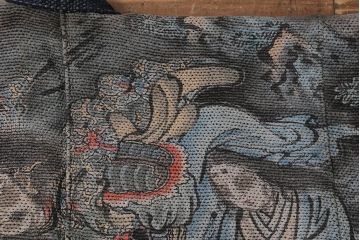 骨董　江戸明治期　火消刺し子半纏(火消刺子袢纏)(R-039989)