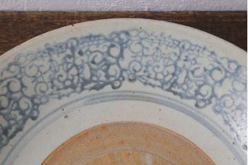 アンティーク雑貨　江戸明治期　李朝　中国　古染付　九寸皿(深皿)(R-039992)