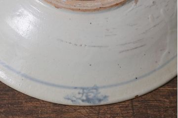 アンティーク雑貨　江戸明治期　李朝　中国　古染付　九寸皿(深皿)(R-039992)