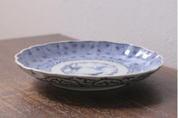 アンティーク雑貨　古伊万里　微塵唐草　大明成化年製　八寸皿(R-039993)