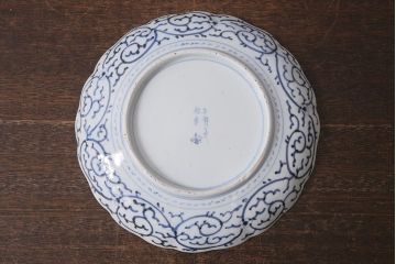 アンティーク雑貨　古伊万里　微塵唐草　大明成化年製　八寸皿(R-039993)