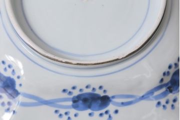 アンティーク雑貨　明治期　伊万里焼　染付八角皿(変形皿)(R-039995)