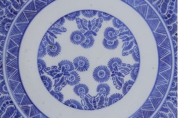 アンティーク雑貨　明治期　九寸印判皿3枚セット(R-039997)