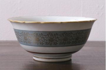 レトロ雑貨　昭和中期　輸出用　九谷色絵深鉢　未使用(R-039998)