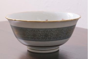 レトロ雑貨　昭和中期　輸出用　九谷色絵深鉢　未使用(R-039998)