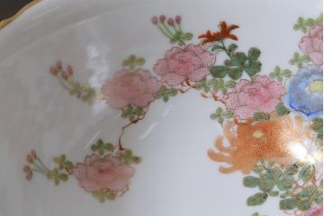 レトロ雑貨　昭和中期　輸出用　九谷色絵深鉢　未使用(R-039998)