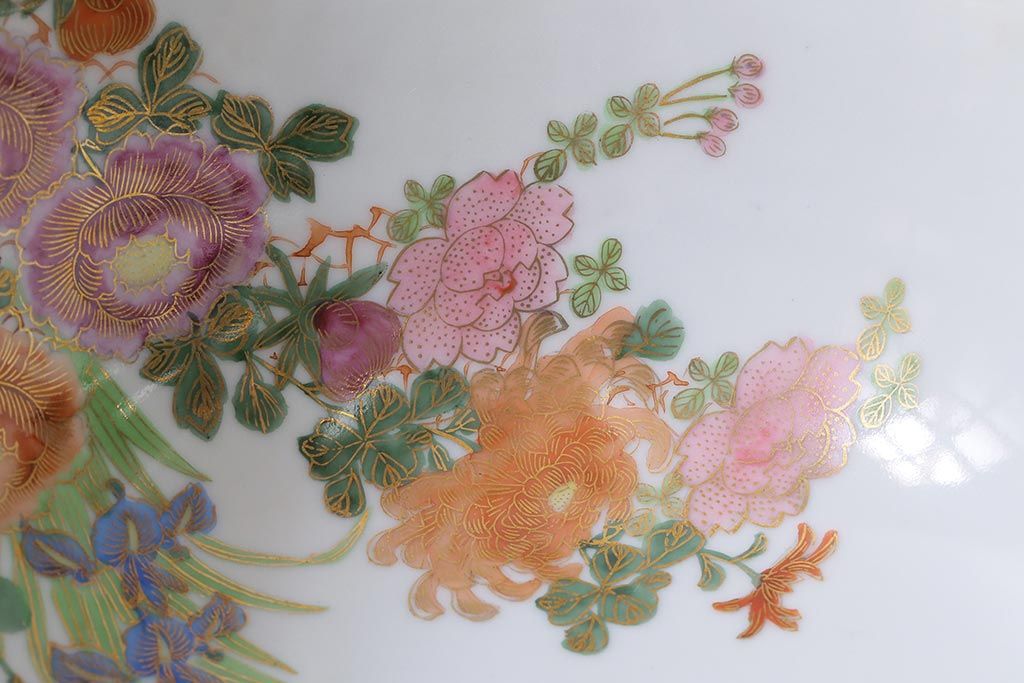 レトロ雑貨　昭和中期　輸出用　九谷色絵深鉢　未使用(R-039998)