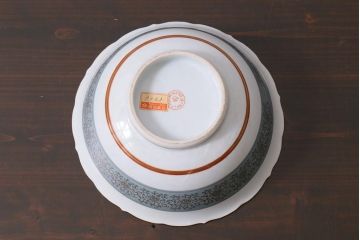 レトロ雑貨　昭和中期　輸出用　九谷色絵深鉢　未使用(R-039998)