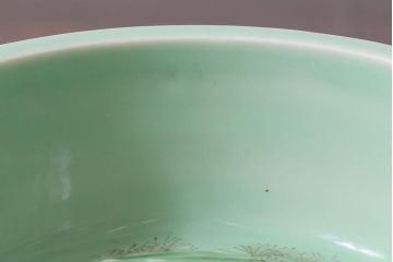 アンティーク雑貨　明治大正期　金魚図　青磁鉢　深皿(R-039999)