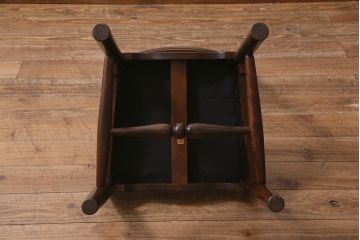 中古　松本民芸家具　グリーンのファブリックが上品な印象のA型布張ラダーバックチェア(ダイニングチェア、椅子)(R-040001)