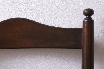 中古　松本民芸家具　グリーンのファブリックが上品な印象のA型布張ラダーバックチェア(ダイニングチェア、椅子)(R-040004)