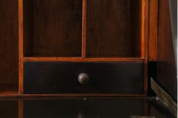 アンティーク家具　イギリスアンティーク　ステンドグラスがエレガントなビューローブックケース(ライティングビューロー、本箱、デスク、在宅ワーク、在宅用、チェスト)(R-040009)
