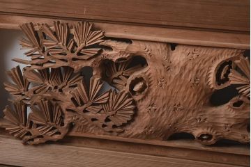アンティーク建具　昭和中期　特大サイズ　立体的な松の彫刻が魅力の欄間(明り取り、明かり取り)(R-040011)