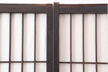 アンティーク建具　大正昭和初期　大きな帯ガラスが目を引く障子戸4枚セット(引き戸)(R-040012)