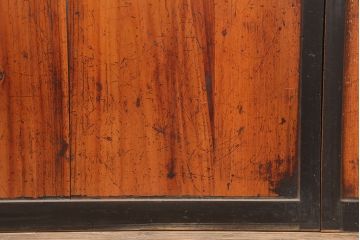 アンティーク建具　大正昭和初期　大きな帯ガラスが目を引く障子戸4枚セット(引き戸)(R-040012)