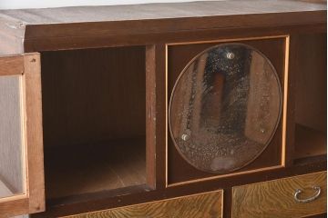【簡易リペア限定品】和製アンティーク　力強い木目が印象的な鏡付きの衣装タンス(チェスト、和たんす、収納箪笥、引き出し)(R-040016)