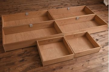 【簡易リペア限定品】和製アンティーク　力強い木目が印象的な鏡付きの衣装タンス(チェスト、和たんす、収納箪笥、引き出し)(R-040016)