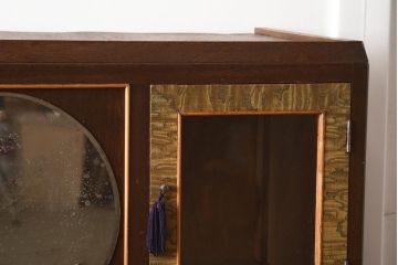 和製アンティーク　力強い木目が印象的な鏡付きの衣装タンス(チェスト、和たんす、収納箪笥、引き出し)(R-040016)