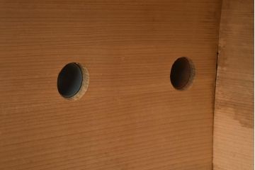 中古　昭和後期　蓋付き　角丸型　サワラ材　味のある木桶風呂(木製浴槽)(R-040021)