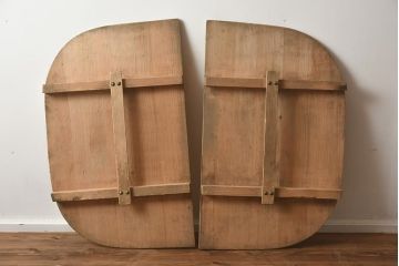 中古　昭和後期　蓋付き　角丸型　サワラ材　味のある木桶風呂(木製浴槽)(R-040021)