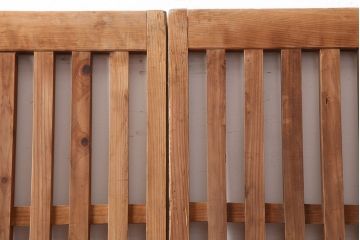 アンティーク建具　戸車付き　木のぬくもりあふれる素通しの縦桟引き戸2枚セット(荒格子戸、建具)(R-040022)