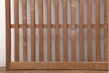 アンティーク建具　戸車付き　木のぬくもりあふれる素通しの縦桟引き戸2枚セット(格子戸、建具)(R-040023)
