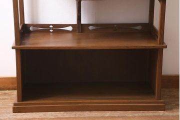 ヴィンテージ家具　工芸家具　高級杉材　味のある木の質感と力強い杢目が魅力の飾り棚(茶棚、収納棚、戸棚、ビンテージ)(R-040026)